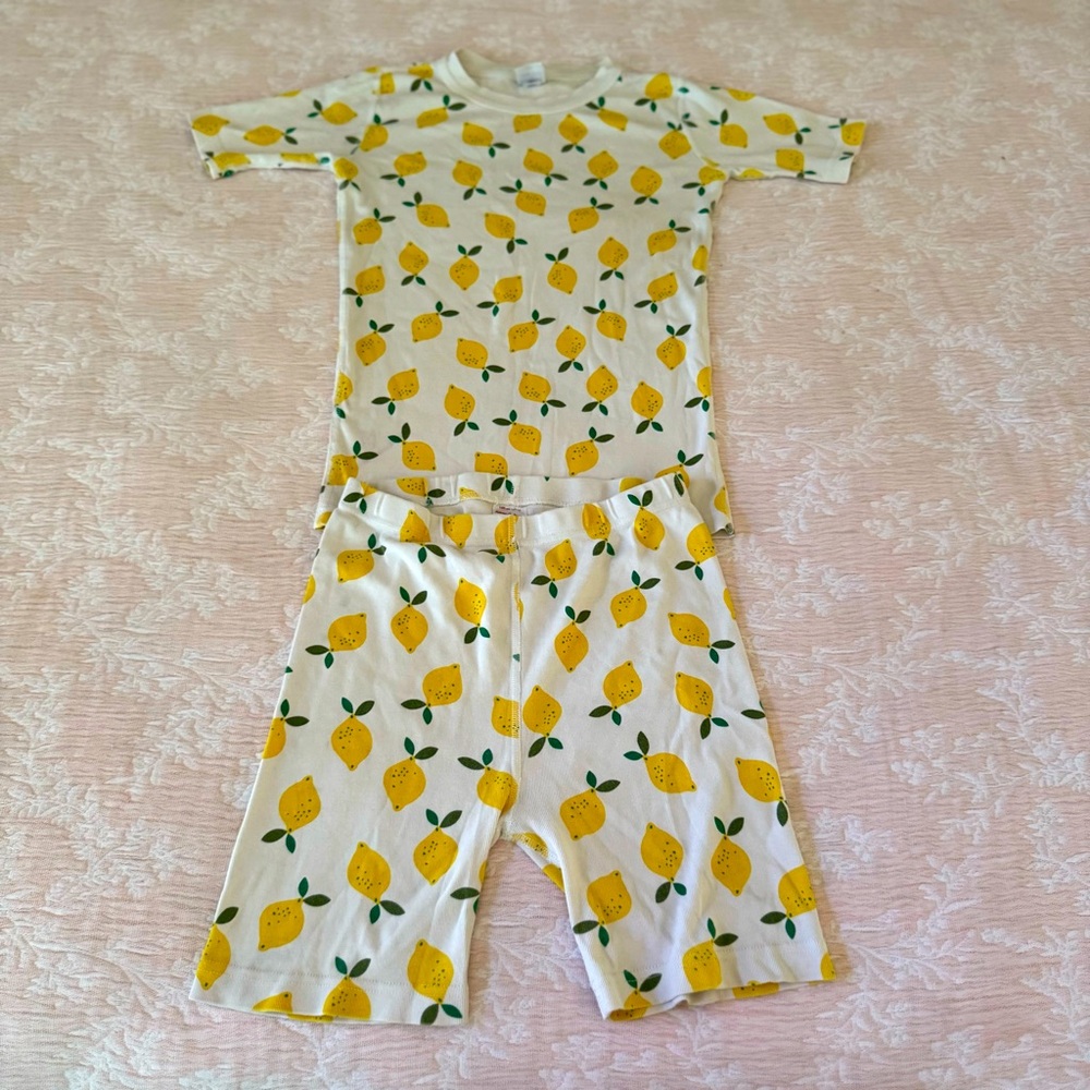 Hanna Andersson Cute  Lemons Matchin Organic Cotton Pajama Set. Size 14